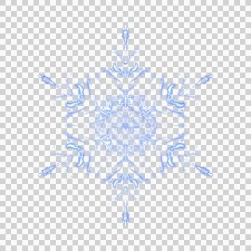 Blue glowing transparent snowflake, isolated. neon light. Png illustration. Stock Illustration