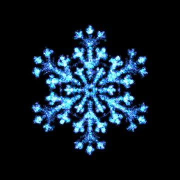 Blue glowing transparent snowflake, isolated. Png illustration. Stock Illustration