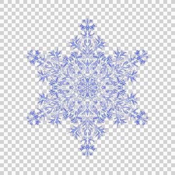 Blue glowing transparent snowflake, isolated icon. Png illustration. Stock Illustration