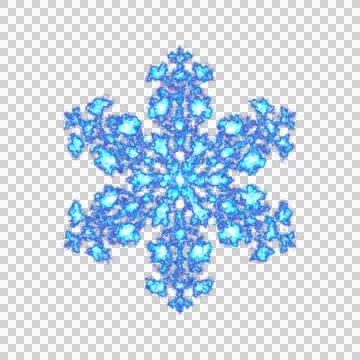 Blue glowing transparent snowflake, isolated icon. Png Stock Illustration