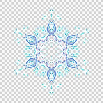 Blue glowing transparent snowflake, isolated icon. Png Stock Illustration
