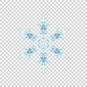 Blue glowing transparent snowflake, isolated icon. Png illustration. Stock Illustration