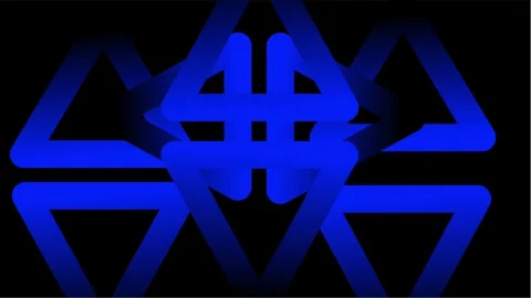 Blue glowing triangular geometric abstract pattern on black background Stock Footage 317477266