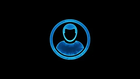 Blue glowing user icon on black background, profile symbol, digital identit.. Stock Footage 333878167