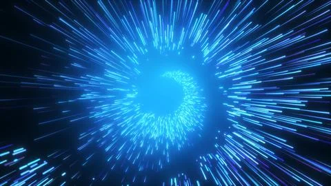 Blue glowing vortex made of fast energy particles with deep motion blur and.. 스톡 일러스트