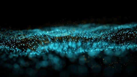 Blue Glowing Waves in Science Fiction Style Moving Forward Stock Footage 122792048