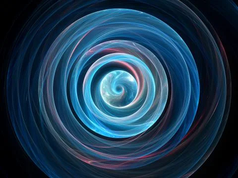 Blue glowing wavy spin in space, gravitational waves Stock Illustration