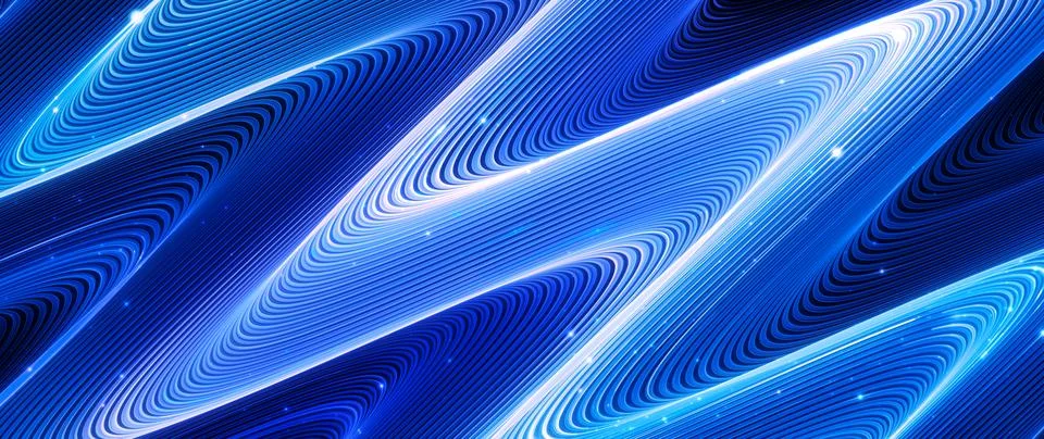 Blue glowing widescreen technology waves abstract background Stock Illustration