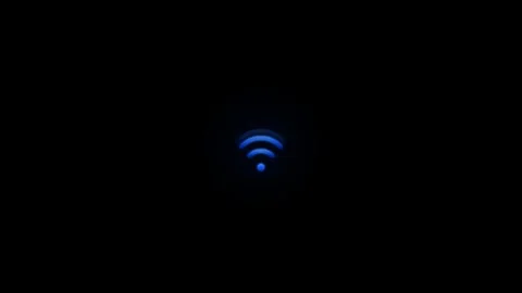 Blue glowing wifi connection icon animation on black background. 4K Stock Footage 340883064