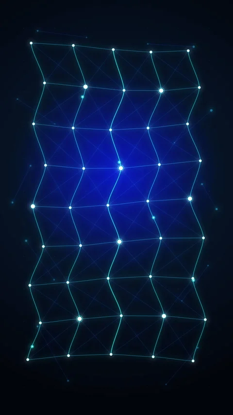 Blue glowing wireframe mesh loop animation motion background Stock Footage 346640651