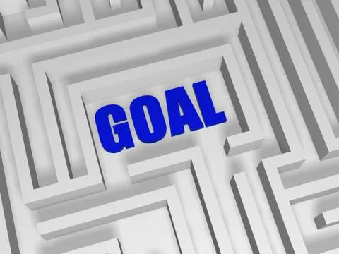 Blue goal in labyrinth Stock Illustration