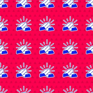 Blue Gold bars icon isolated seamless pattern on red background. Banking busi Ilustración de archivo