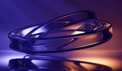 Blue gold dark 3d background with glass transparent circles on water surface Stock Illustration