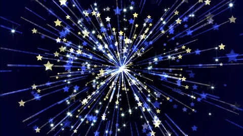 Blue gold flying star Video stock 105201069