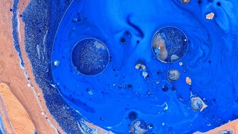 Blue gold light complex galaxy of cosmic paint colors in motion Stock Footage 108011023