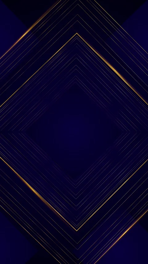 Blue golden rhombus backdrop geometric outlines, premium dark layers, metallic Stock Footage 334103904