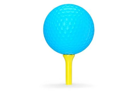 Blue golf ball on tee isolated on white background Stock Illustration