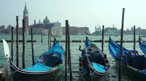 Blue gondolas Stock Footage 20441539