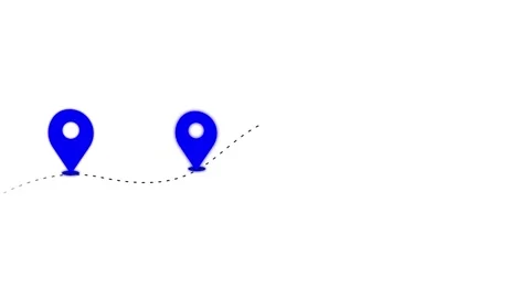 Blue GPS pointer moving animation. Seamless loop minimalist map route trave.. Stock Footage 313466575