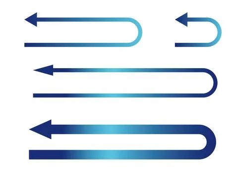 Blue gradation U-turning arrow set. Stock Illustration