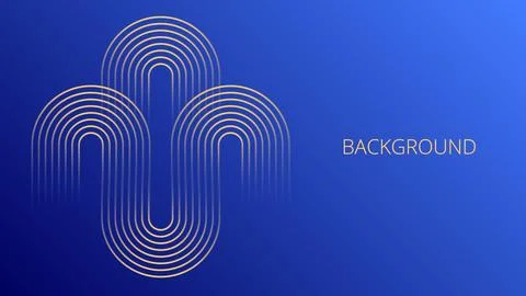 Blue gradient abstract background with gold wavy lines design Illustrazione stock