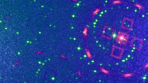 On a blue gradient background, animation of flying multi-colored figures Stock Footage 241293065