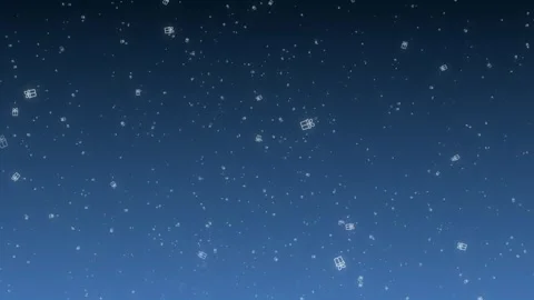 On a blue gradient background, gift boxes with bows painted with a white stroke Stock Footage 252720119