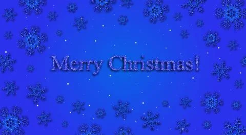 Blue Gradient Background. Happy Winter Holidays Greeting. Merry Christmas. 库存插图