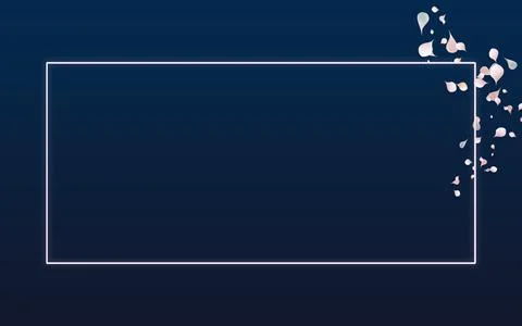 Blue gradient background with sakura petals and frame in the center with plenty Stock Illustration