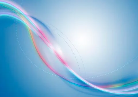 Blue gradient background with shimmering wavy stripes Stock Illustration