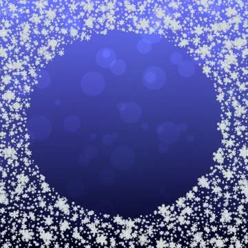 Blue gradient background with soft bokeh and snowflake border. Stock Illustration