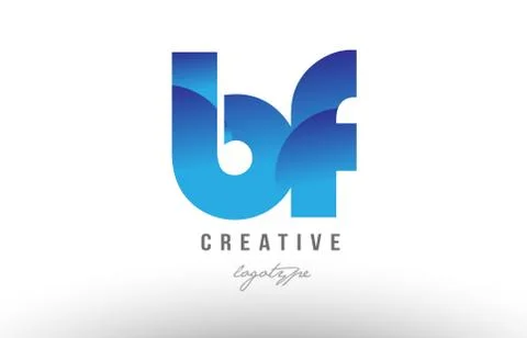 Blue gradient bf b f alphabet letter logo combination icon design Stock Illustration