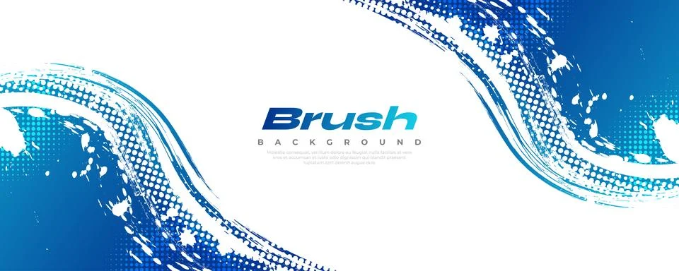 Blue Gradient Brush Background with Halftone Effect Illustrazione stock