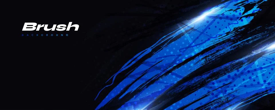 Blue Gradient Brush Texture Isolated on Black Background Stock Illustration