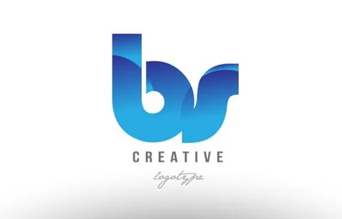 Blue gradient bs b s alphabet letter logo combination icon design Stock Illustration