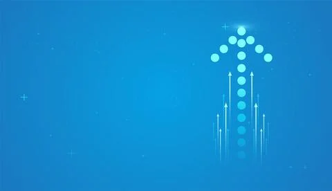 A Blue gradient dots forming ascending arrows that illustrate rising profit.. Stock Illustration