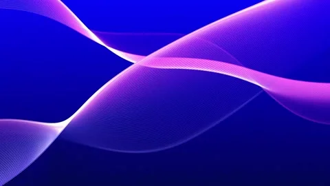 Blue gradient double wave ribbons motion background with pink glow, seamless loo Stock Footage 340498970