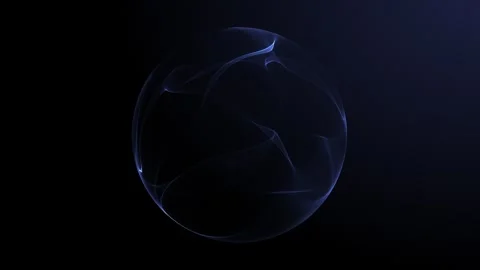 Blue gradient energy wavy sphere with particle field. Shimmering glowing li.. Stock Footage 333974239