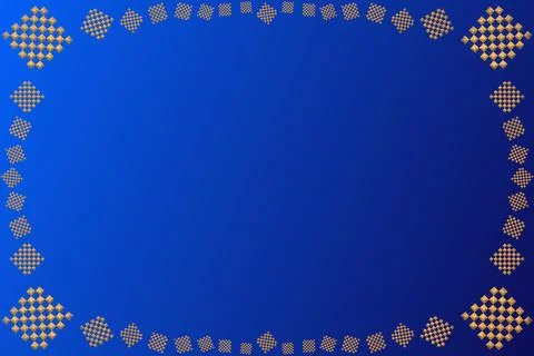 Blue gradient frame with gold chess lattice by side Stock-Illustration