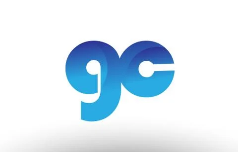 Blue gradient gc g c alphabet letter logo combination icon design Stock Illustration