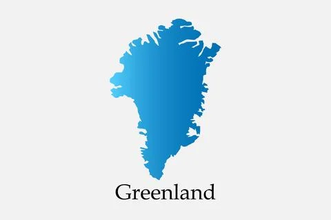 Blue Gradient Greenland Map Silhouette With Bold Greenland Label For Educational Stock Illustration