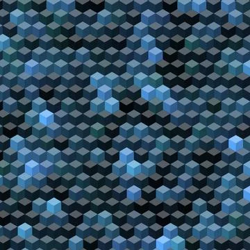 Blue gradient isometric cube pattern wallpaper Stock Illustration