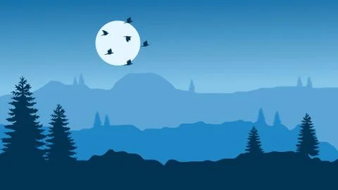 Blue gradient Landscape Stock Illustration