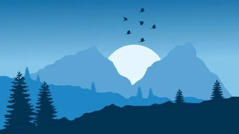 Blue gradient Landscape with mountains Stock-Illustration