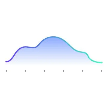 Blue gradient line graph showing growth and decline over time Stock Illustration