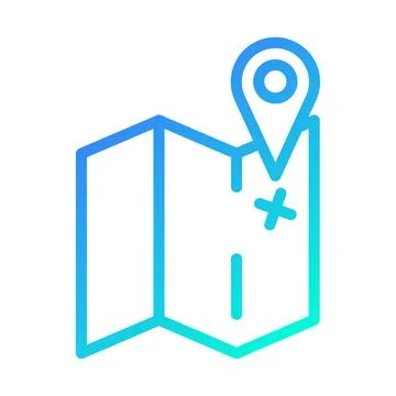 Blue Gradient Map with Location Pin Icon Design 스톡 일러스트
