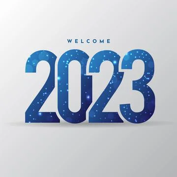 Blue Gradient New Year 2023 design background with sparkling glow effect. Stock Illustration
