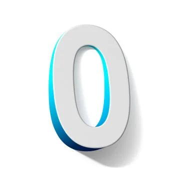 Blue gradient number 0 ZERO 3D Stock Illustration