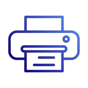 Blue gradient printer icon office printing machine Illustrazione stock