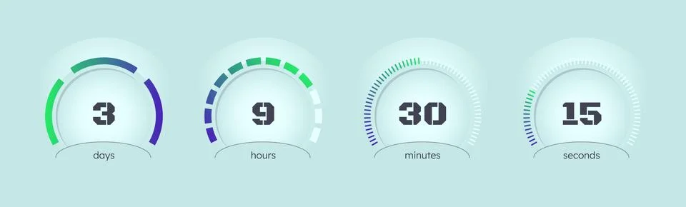 Blue gradient with radial dots circular countdown timer set イラスト素材